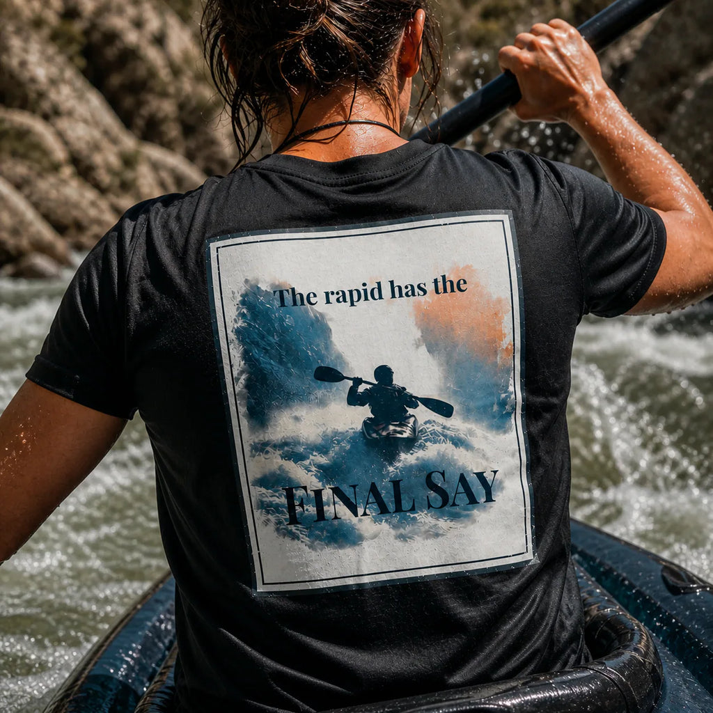 Organic tee back: black T-shirt with large “FINAL SAY” graphic print