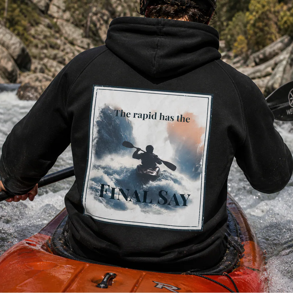 Black eco hoodie with hood and large back graphic print