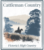 Cattleman Country wall art with cowboy on horse, text 'Victoria’s High Country'