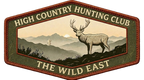 Embroidered hunting club patch with deer graphic and “WILD EAST” text