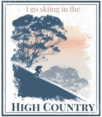 High Country poster graphic with tree line, skier on slope, and 'High Country' text