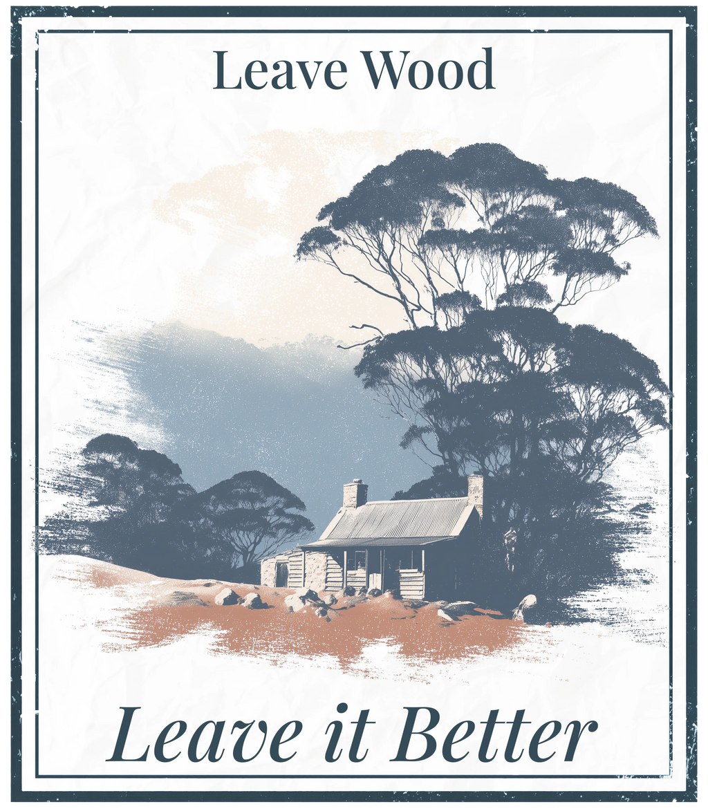 Framed wall art with trees and text “Leave Wood” and “Leave it Better”