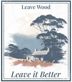 Framed wall art with trees and text “Leave Wood” and “Leave it Better”