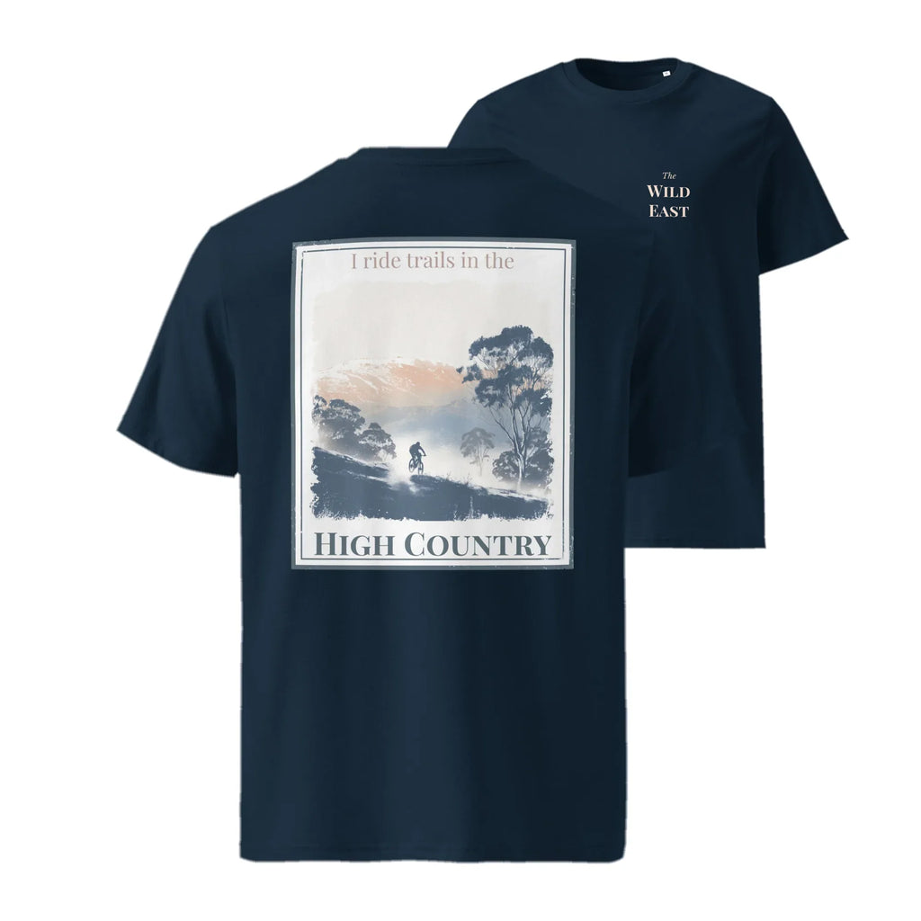 Camiseta azul marino The Wild East con gráfico “High Country” al centro