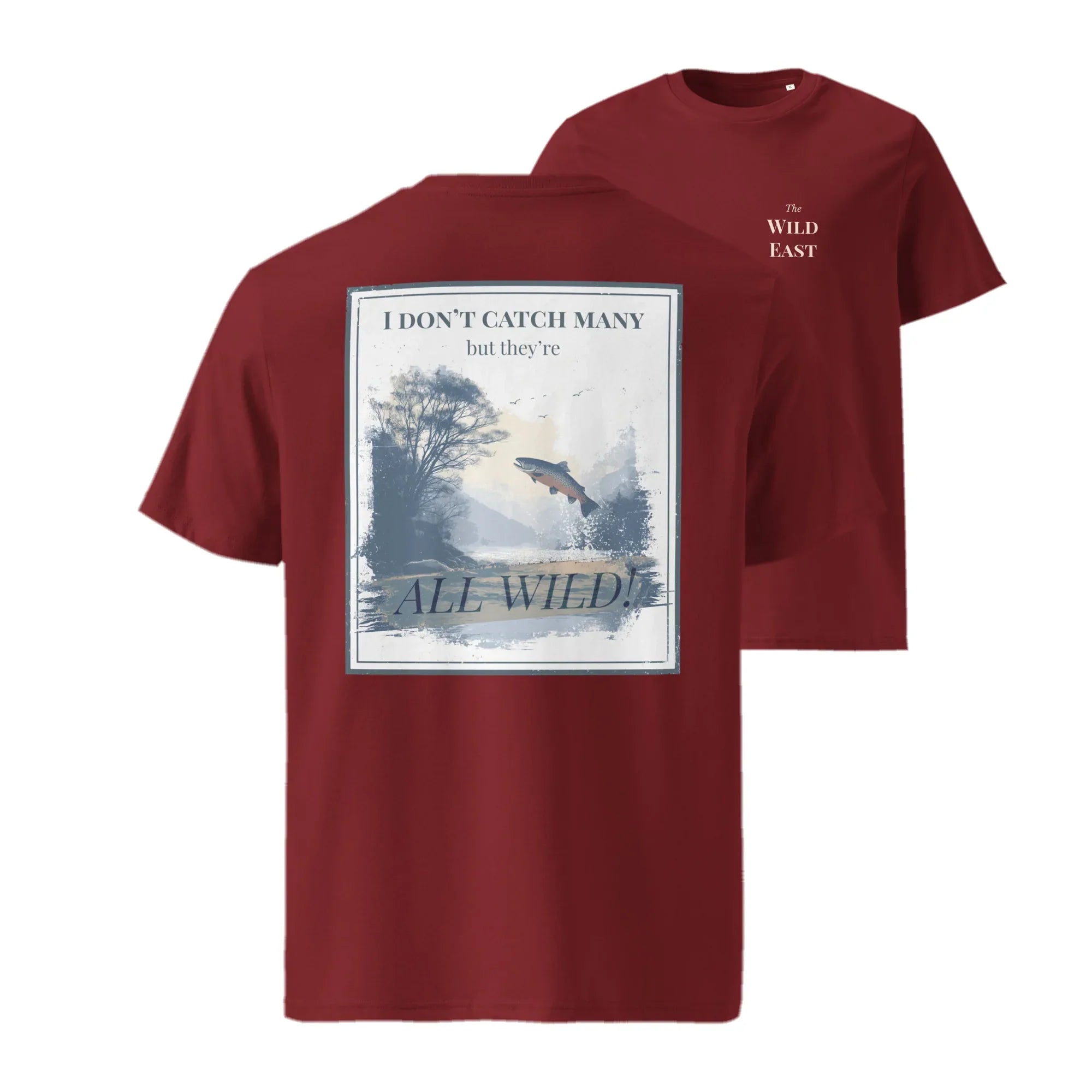 Organic Tee - All Wild in Burgundy, front graphic print with “ALL WILD”