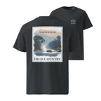 Organic Tee „Whitewater High Country“ in Schwarz, Front-Print im Quadrat