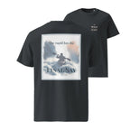 Organic tee front (black): crew-neck T-shirt with small logo on chest