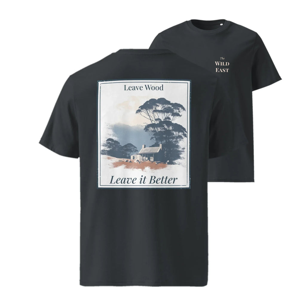 Black Organic Tee with front “Leave it Better” Leave Wood graphic