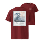 Burgunder Organic Tee: Frontprint im Quadrat „Where the air is clear as crystal“