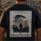 T-shirt noir à imprimé “High Country” avec chasseur et paysage