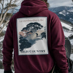 Burgundy eco hoodie with large back graphic and hood