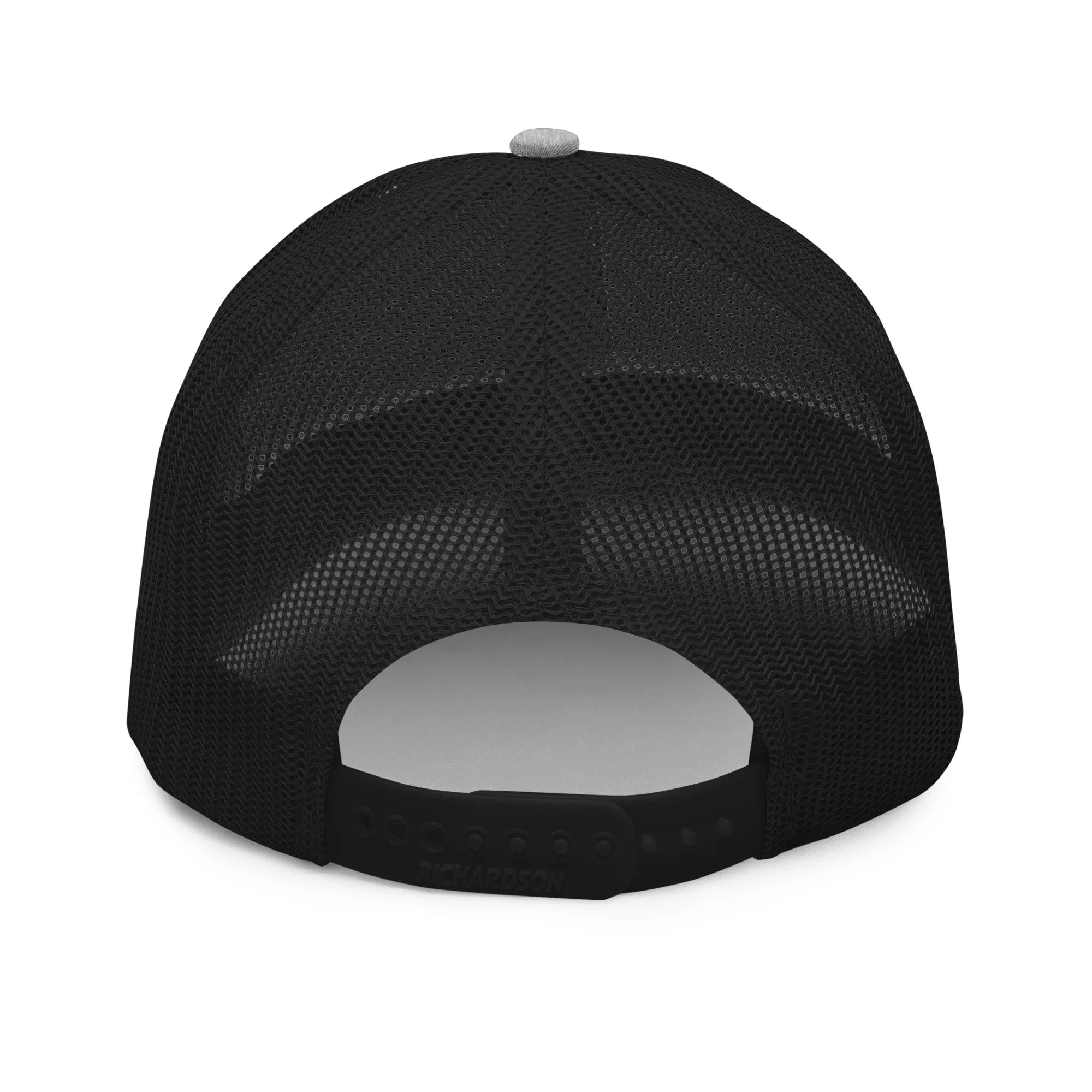 Trucker Cap Wild East, Rückansicht mit schwarzem Mesh und grauem Druckknopf