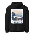 Black Eco hoodie with “FULL SEND!” back graphic