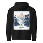 Black hoodie with square back scene graphic, drawstring hood, and kangaroo pocket