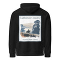 Black eco hoodie with large back graphic print, hood, and kangaroo pocket