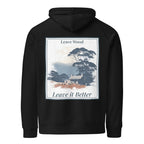 Black pullover hoodie with hood and large back square graphic