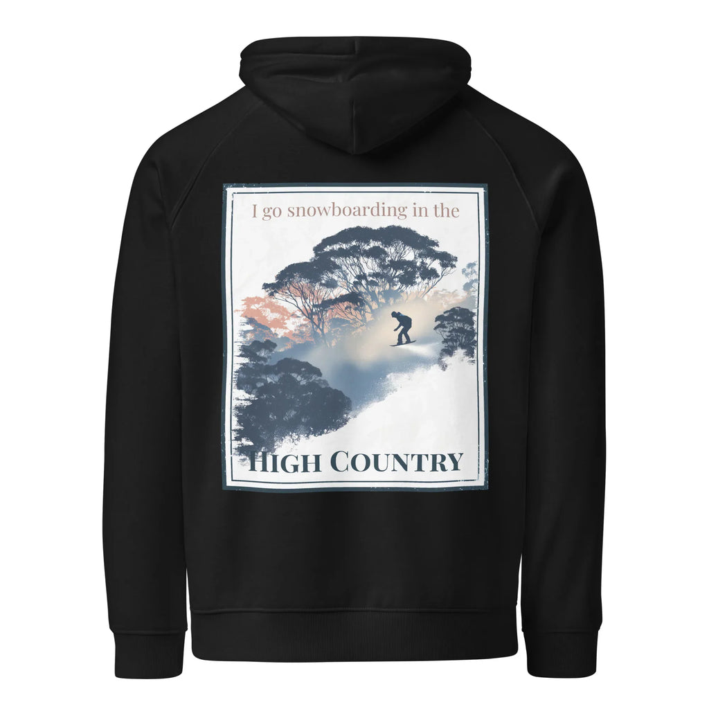 Black eco hoodie with large back graphic and hood