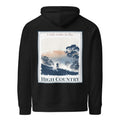 Black hoodie, back view, with square scenic graphic and “High Country” text