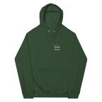 Bottle green hoodie with Wild East chest logo and drawstring hood