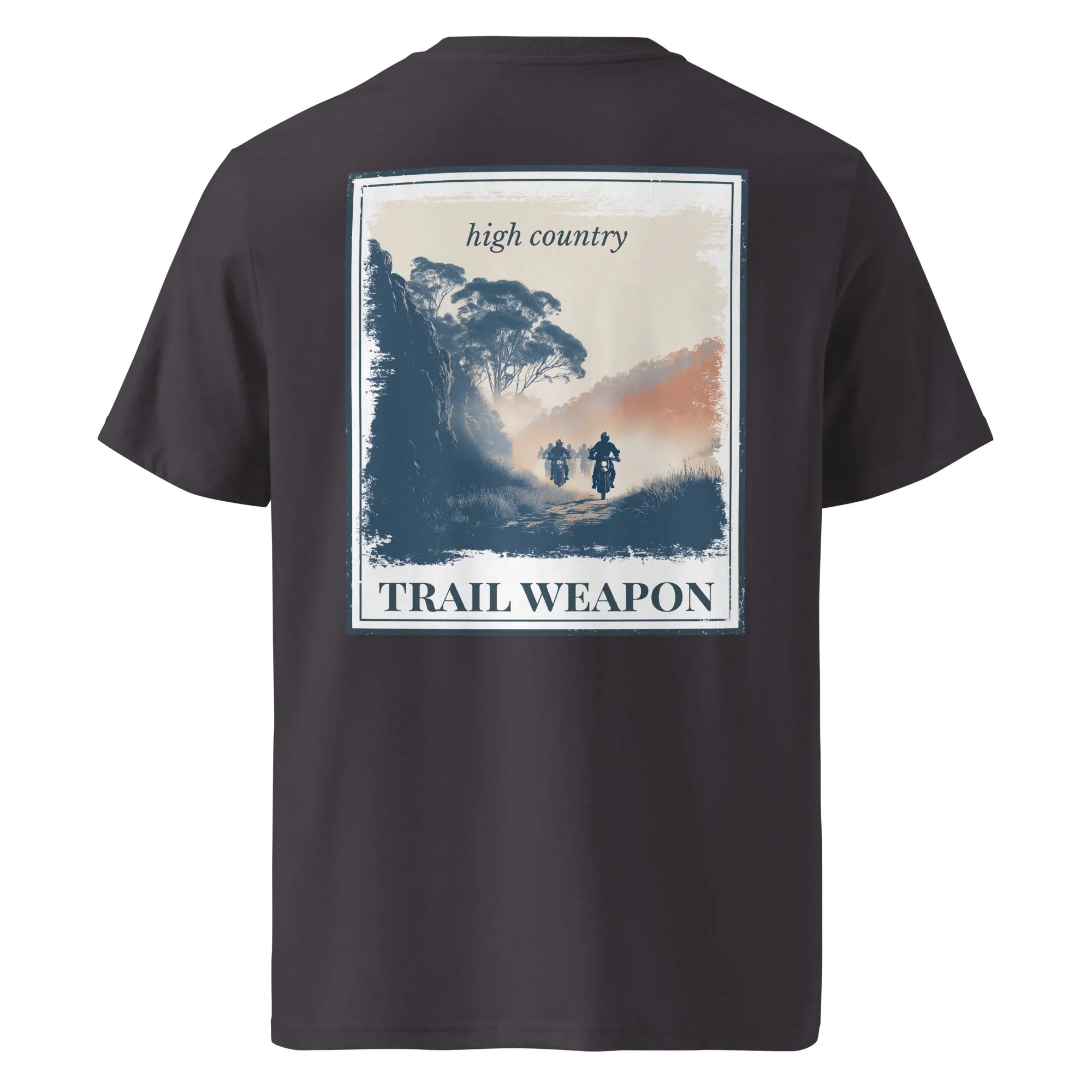 T-Shirt mit Rückenprint „TRAIL WEAPON“ und „high country“, dunkelgrau