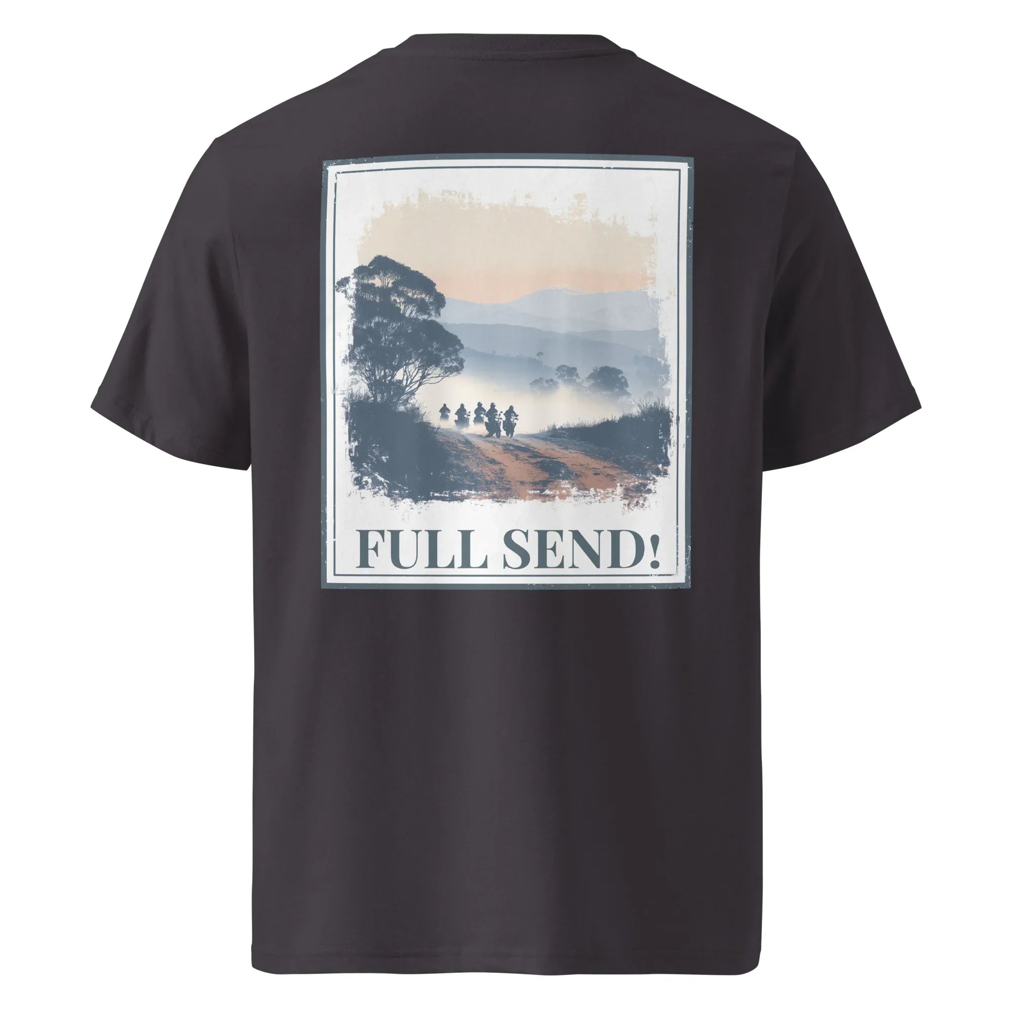 Organic Tee Dunkelgrau, back graphic with “FULL SEND!” text