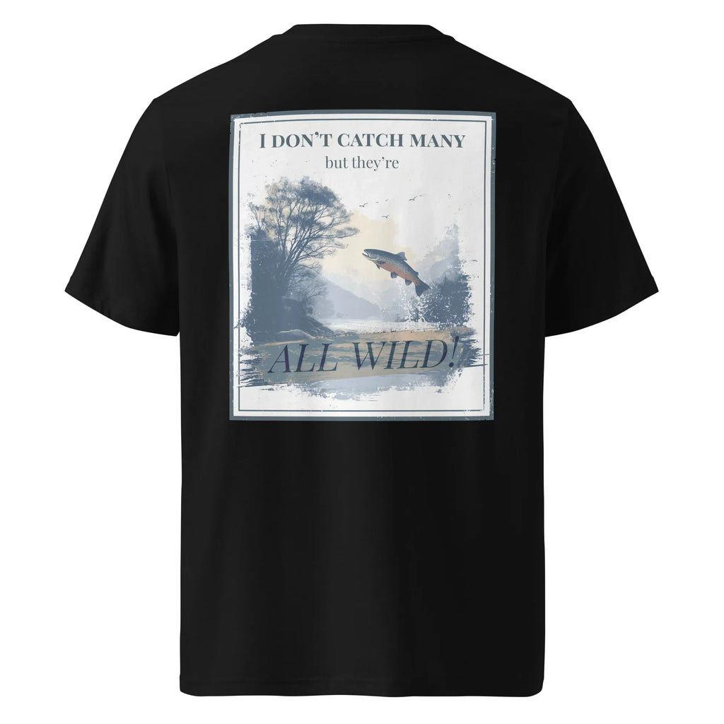 Organic Tee - All Wild in Black, back graphic print with bird and “ALL WILD”