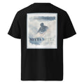 Organic Tee, black back graphic with rider and 'Mitta Mitta' text