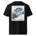 Black organic tee with back 'High Country' snowboard graphic