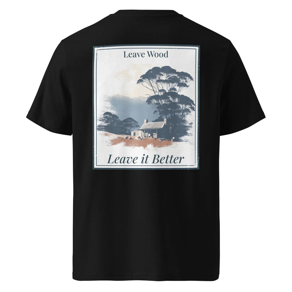 Black Organic Tee with back “Leave it Better” Leave Wood graphic