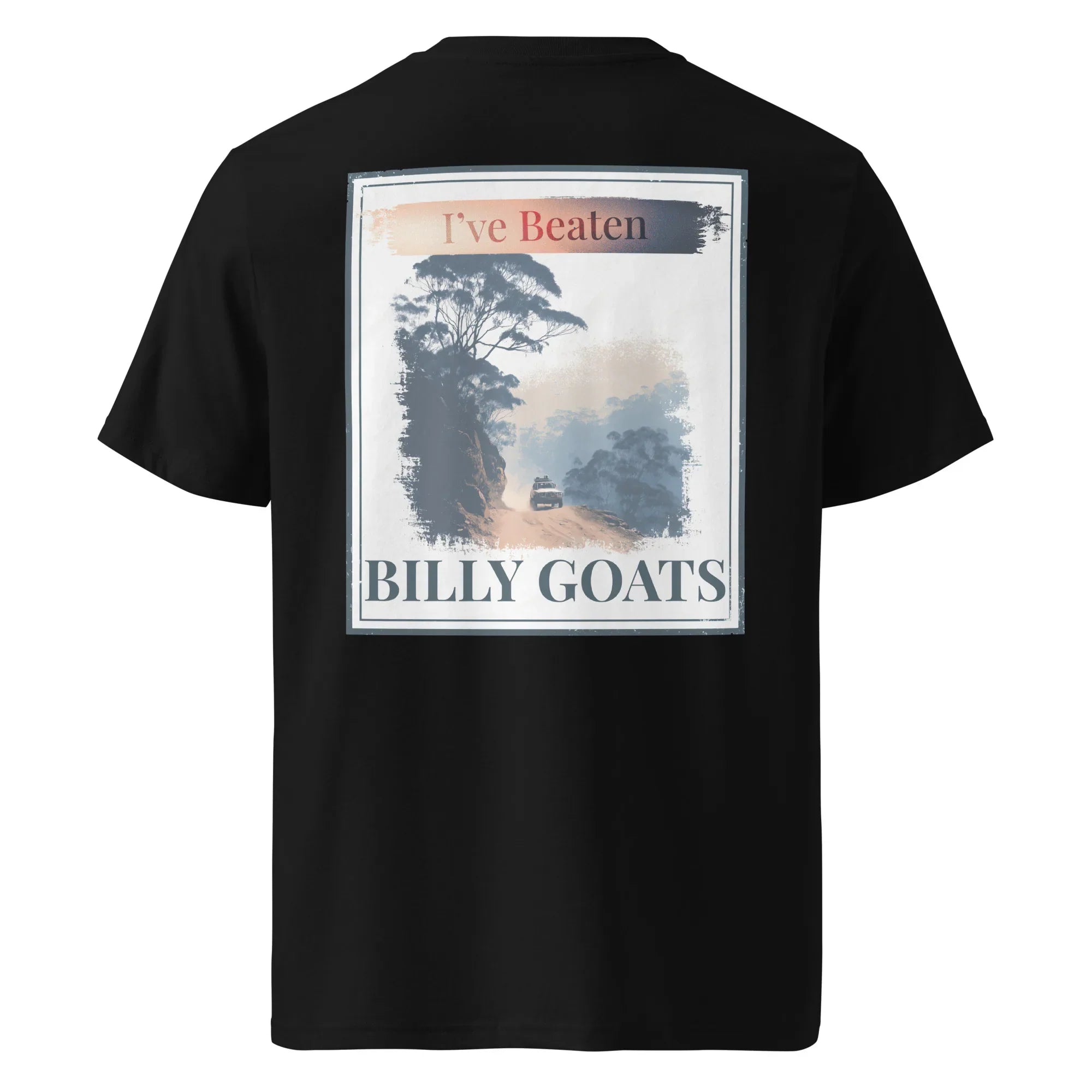 Organic tee back graphic 'Billy Goats' on black
