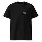 Black organic tee with “The Wild East” logo on the chest