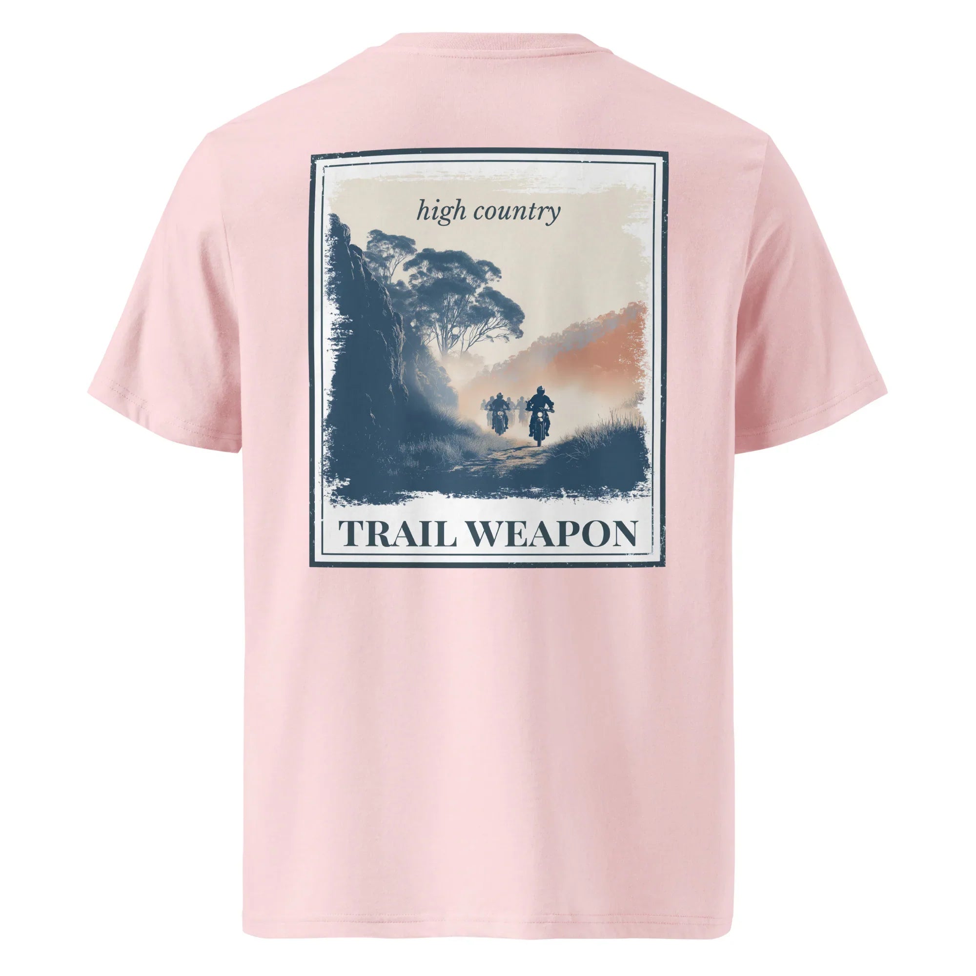 Organic tee, cotton pink with back “Trail Weapon” graphic