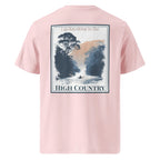 Organic Tee in zartem Rosa mit „HIGH COUNTRY“ Rücken-Print und Kajak-Motiv