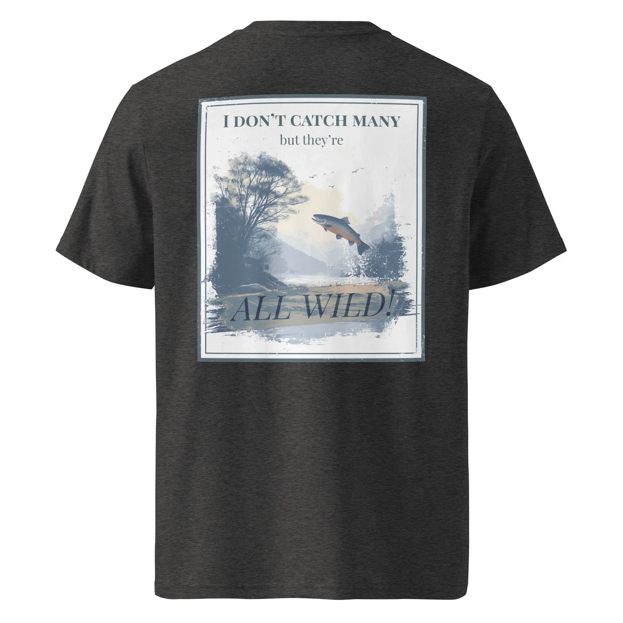 Organic Tee - All Wild in Dark Heather Grey, back graphic print with “ALL WILD”
