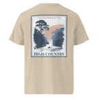 Organic Tee in Khaki/Beige mit „HIGH COUNTRY“ Front-Print und Kajak-Motiv