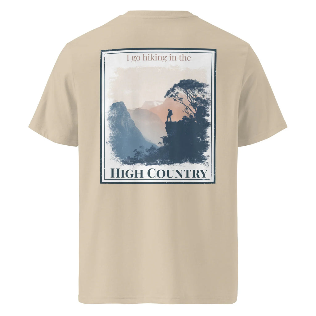 T-shirt biologique beige clair, imprime « High Country » au dos