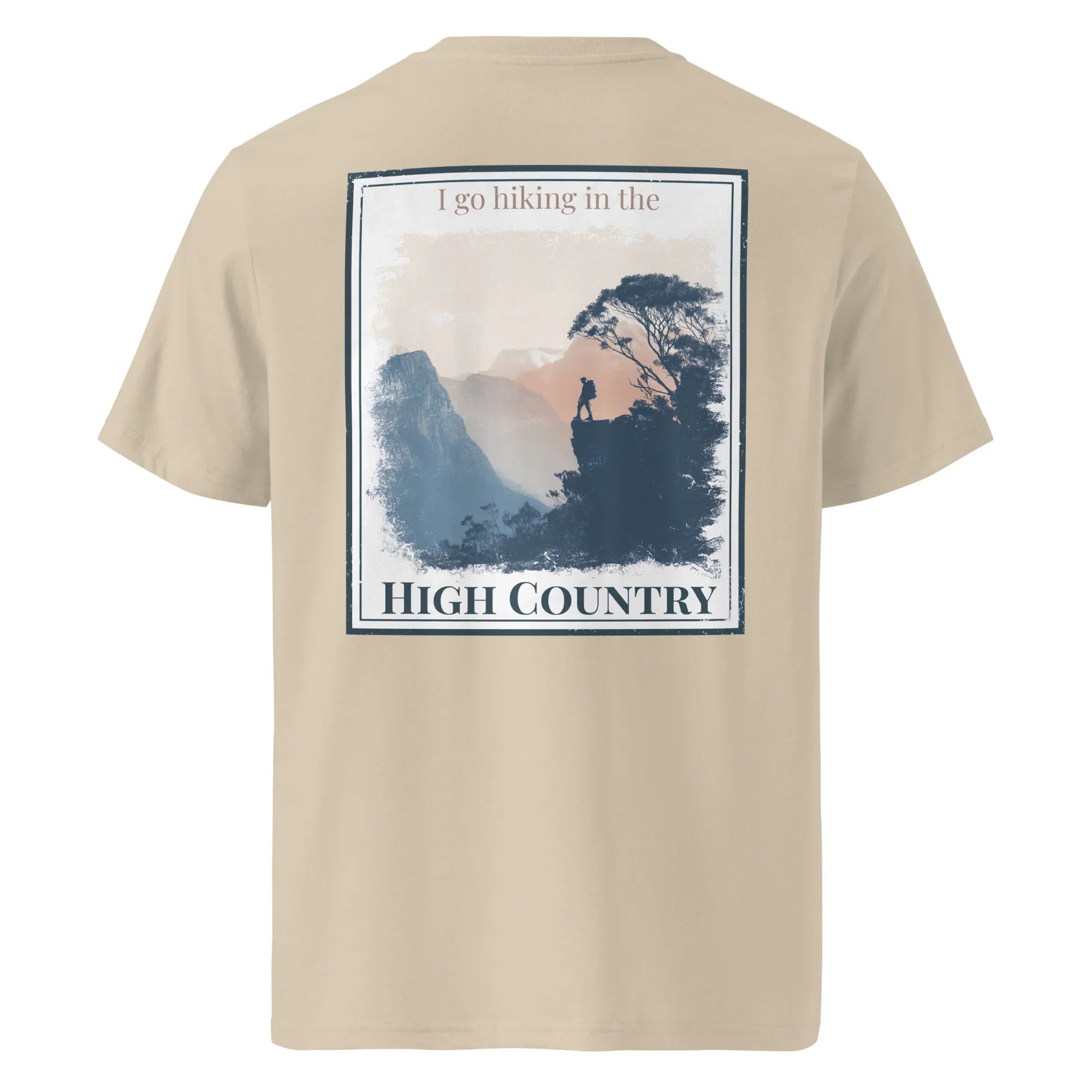 T-shirt biologique beige clair, imprime « High Country » au dos