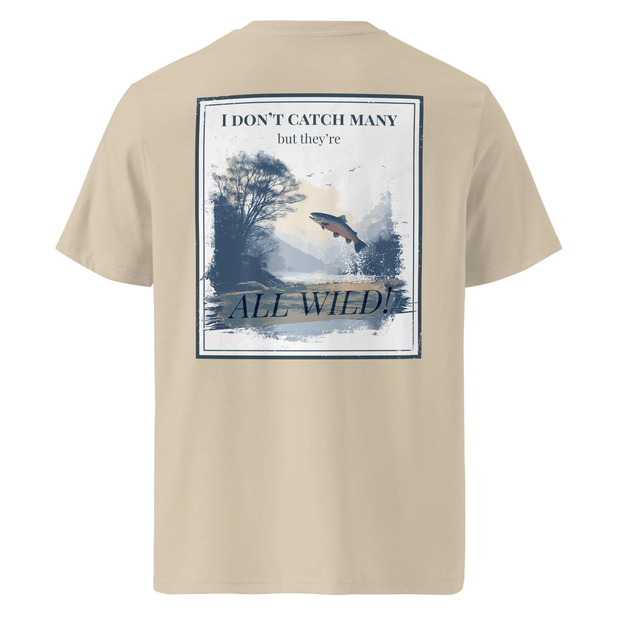 Organic Tee - All Wild in khaki beige with back wildlife scene graphic print