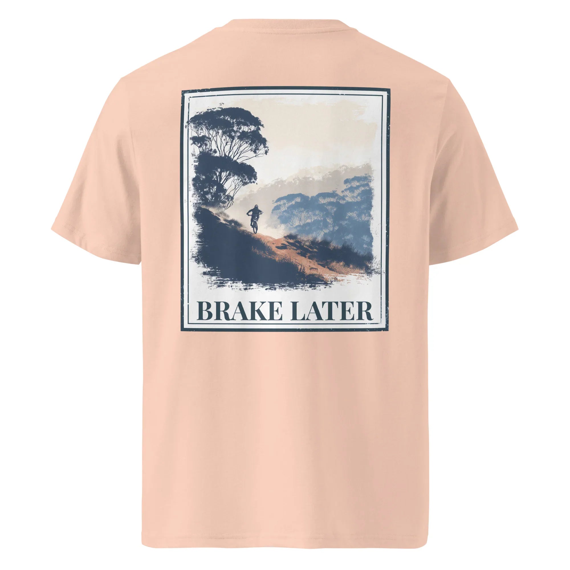 Organic Tee - Brake Later, peach pink: back graphic box print