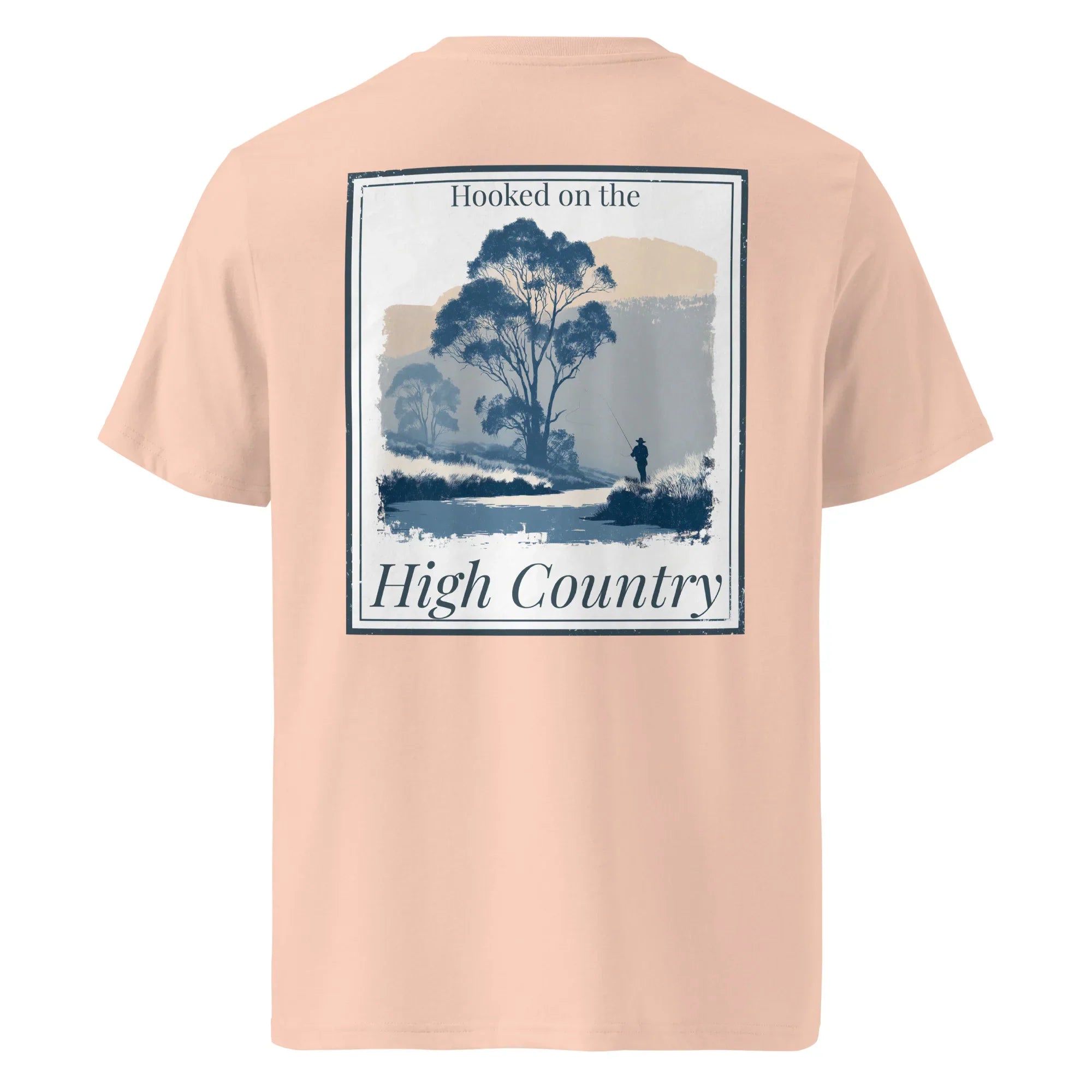Organic Tee rosa pesca con stampa “High Country” sul retro
