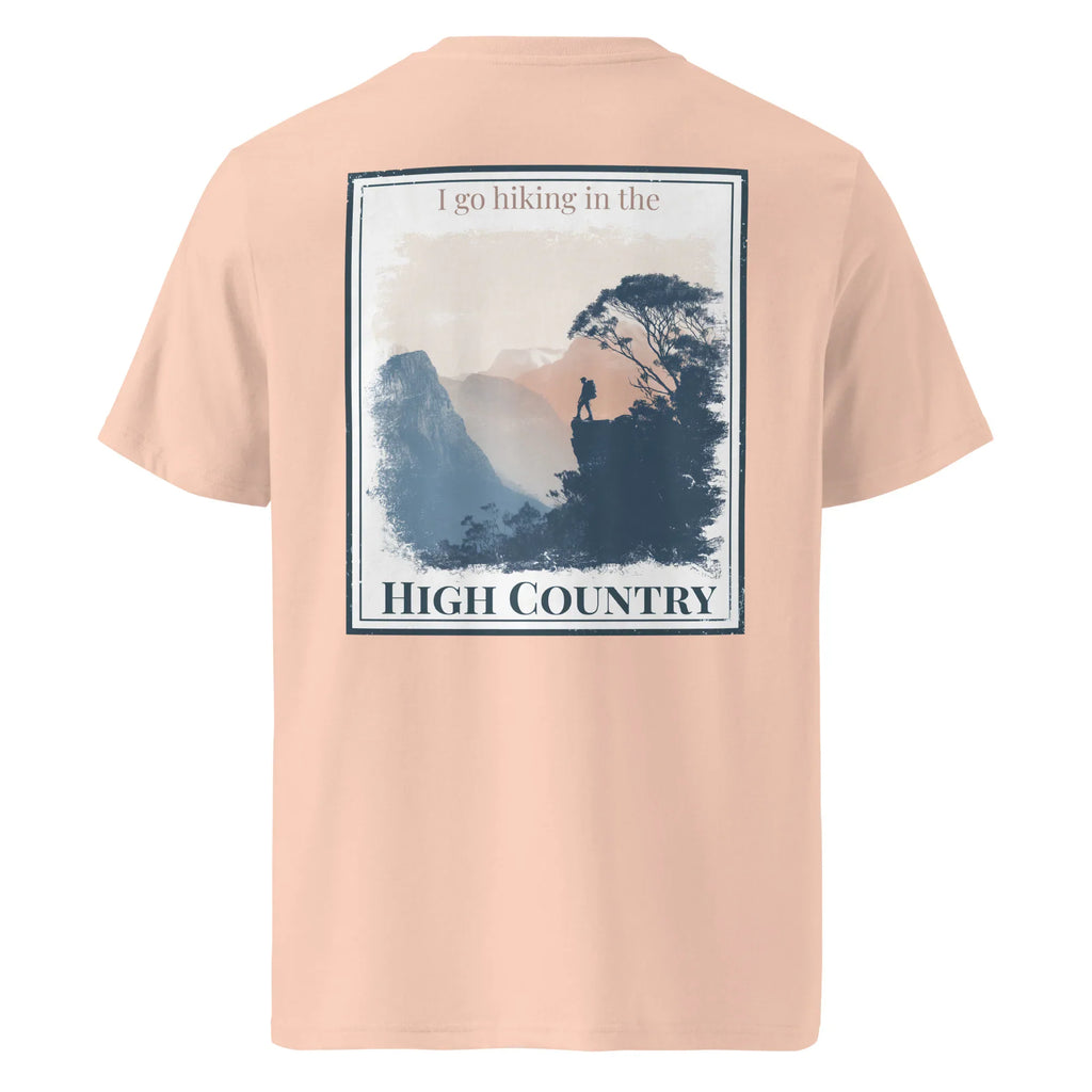 T-shirt biologique rose clair, imprime « High Country » au dos