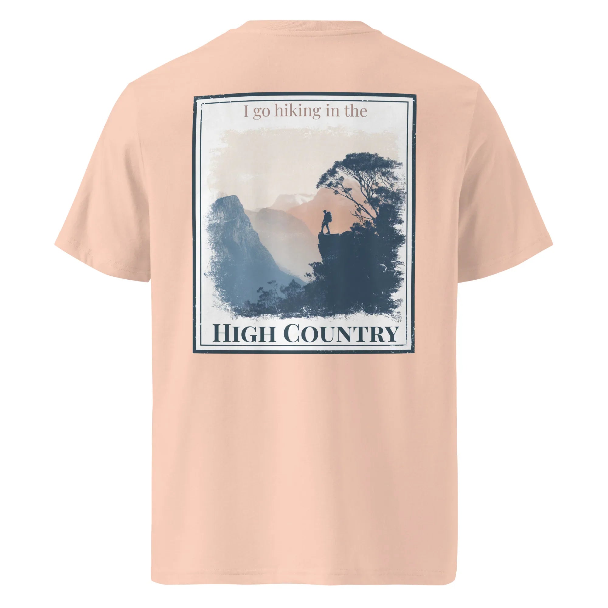 T-shirt biologique rose clair, imprime « High Country » au dos