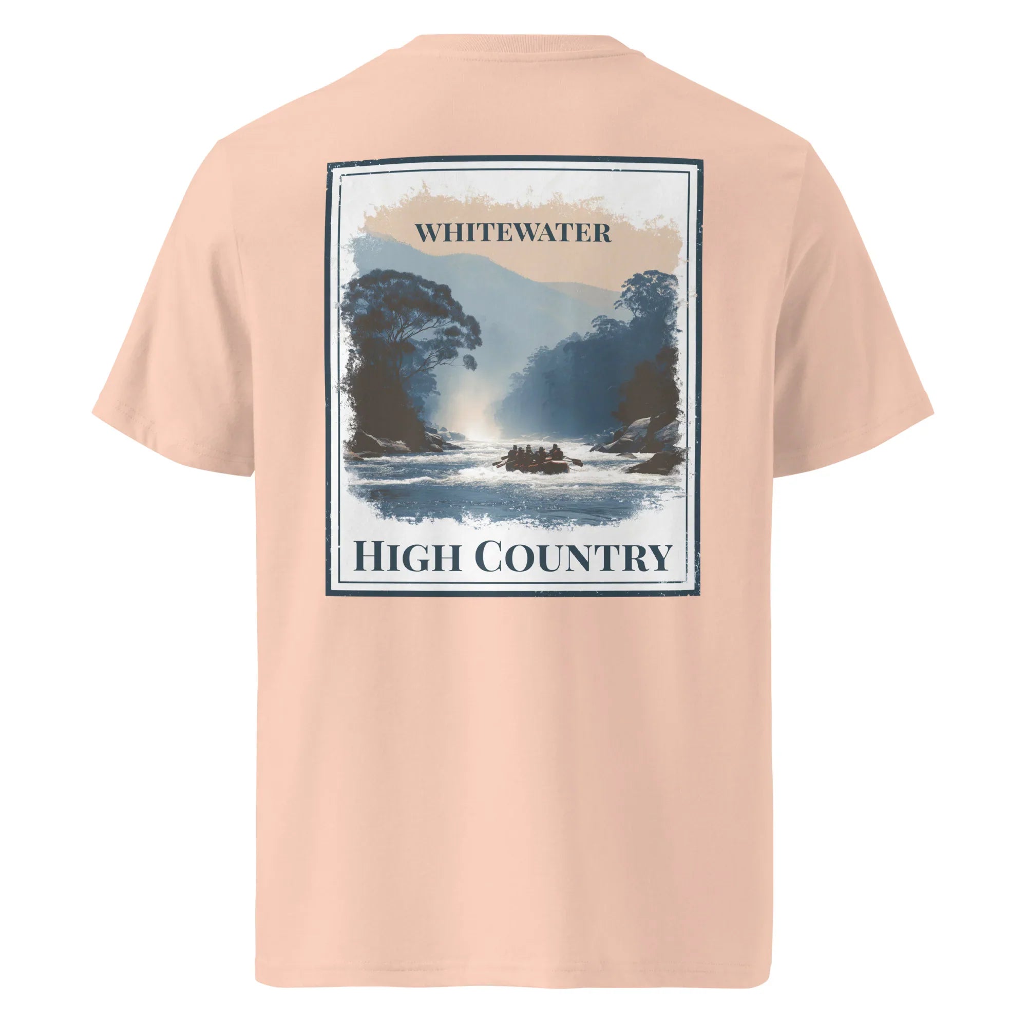 Organic Tee light pink, back graphic “WHITEWATER HIGH COUNTRY”