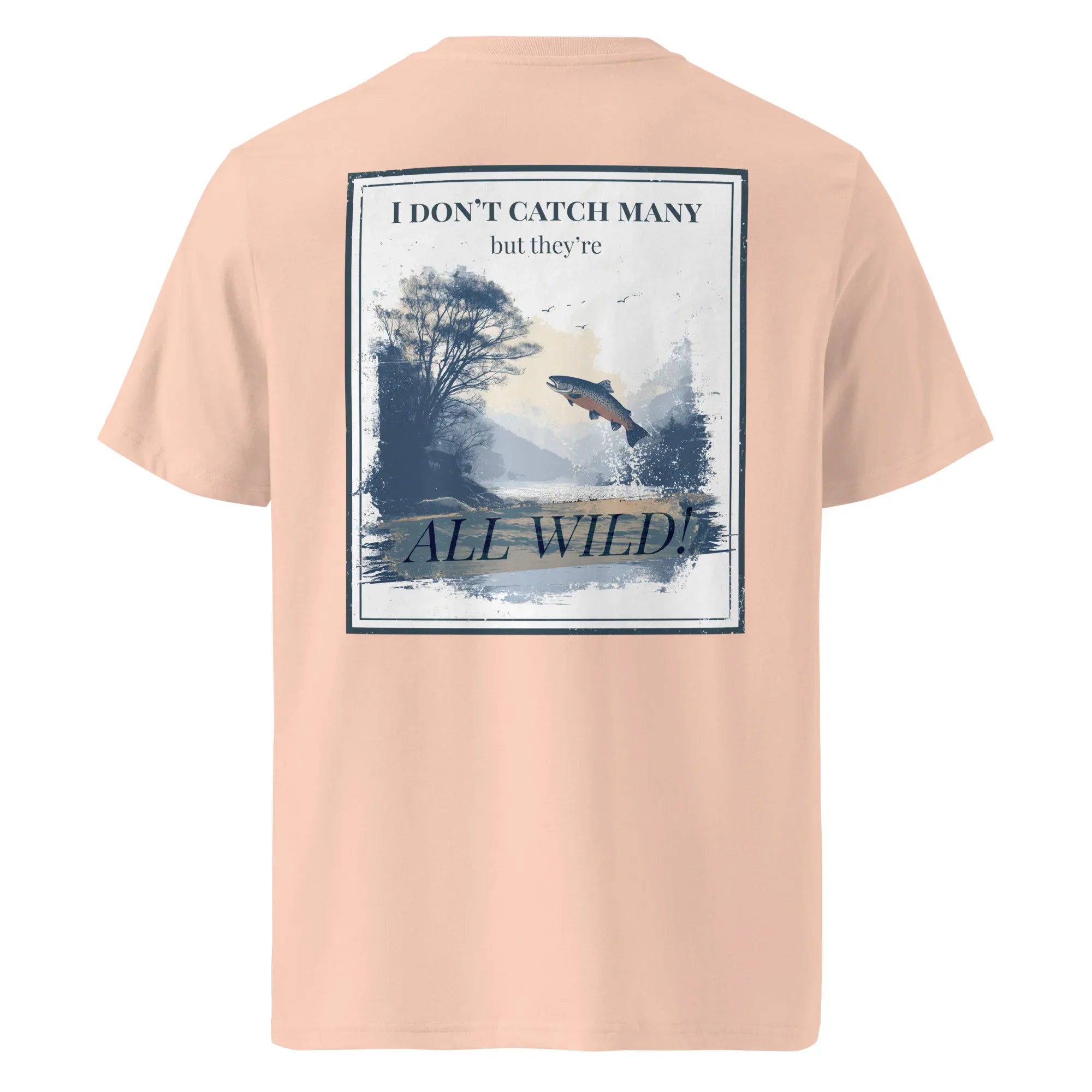 Organic Tee - All Wild in pale peach with back wildlife scene graphic print