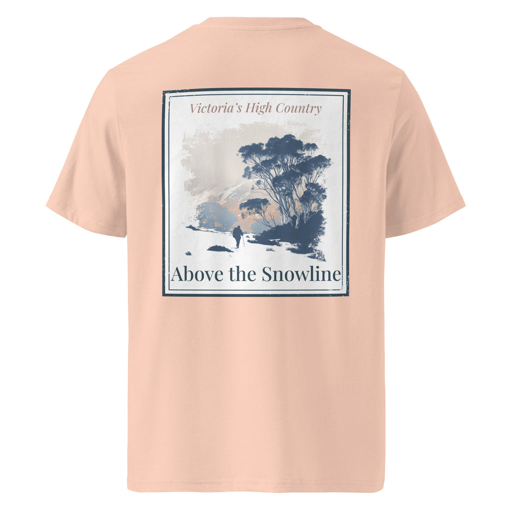 Organic tee in light tan with large back graphic print
