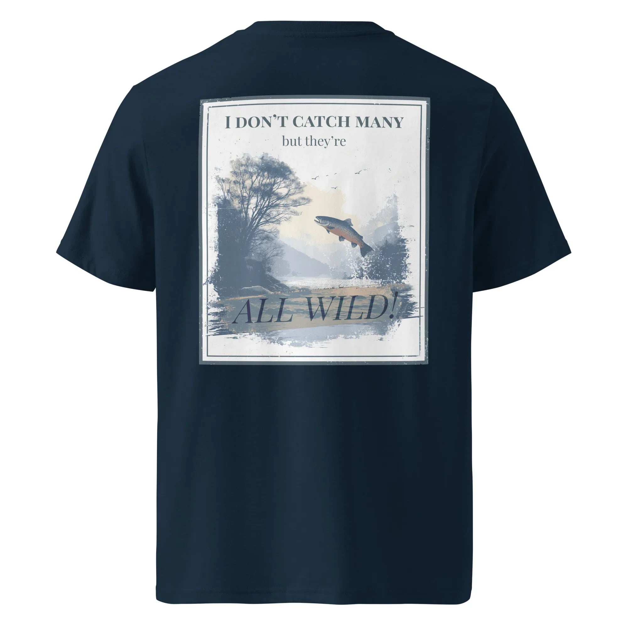 Organic Tee - All Wild in French Navy, back graphic print with “ALL WILD”