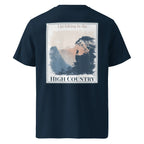 Navy T-shirt with 'HIGH COUNTRY' back hiking graphic
