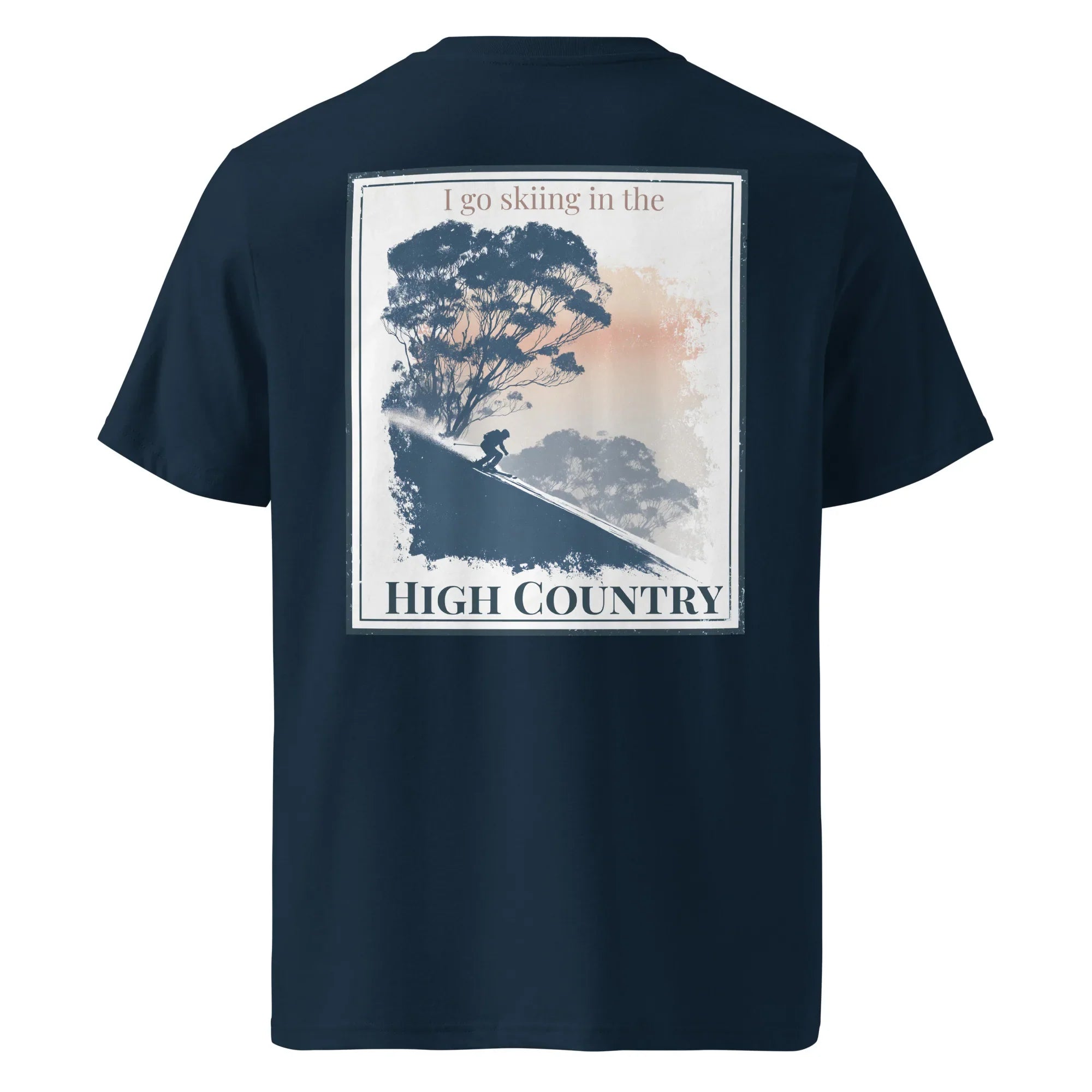 Organic Tee back graphic “High Country”, dark navy