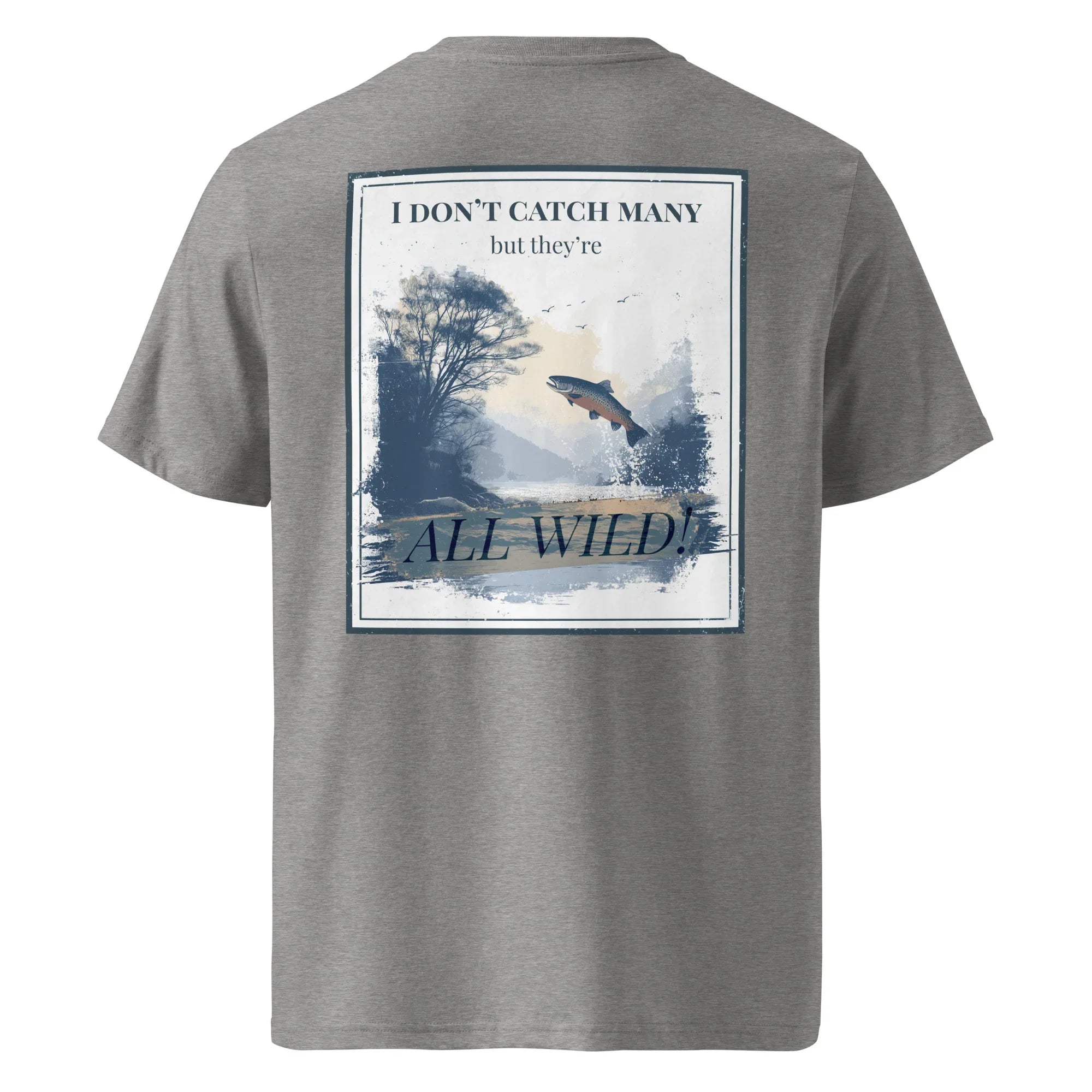 Organic Tee - All Wild in dark heather grey with back wildlife graphic print