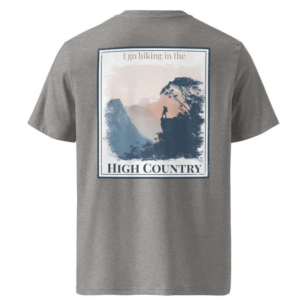 T-shirt biologique gris chiné, imprime « High Country » au dos